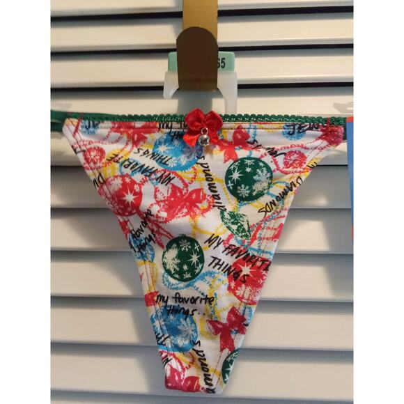 Back Talk Christmas theme ornament text words g-string thong women's sz 5 Small - Picture 2 of 4